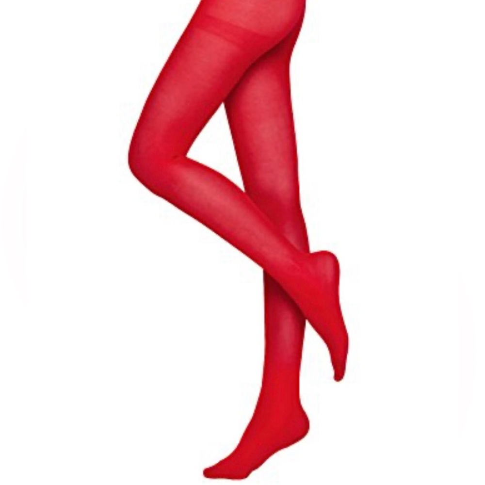 Red Opaque Colored Tights. Size Small/Med